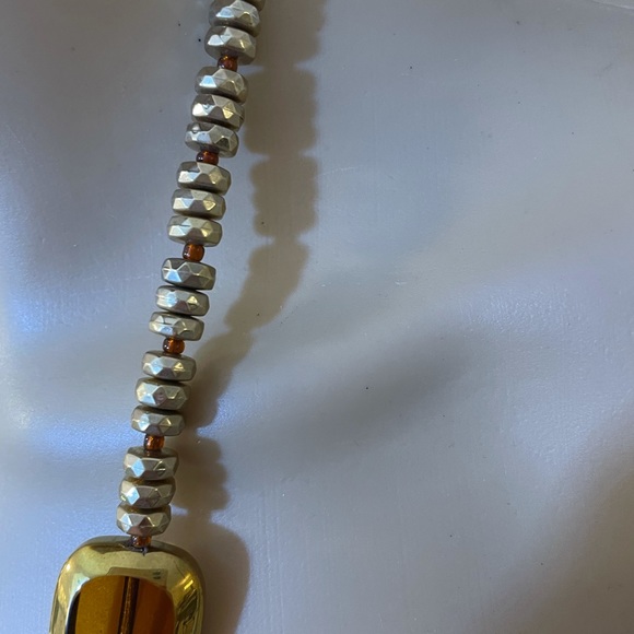 LC Statement Necklace33 in. Gold beads with large square beads - Picture 3 of 8